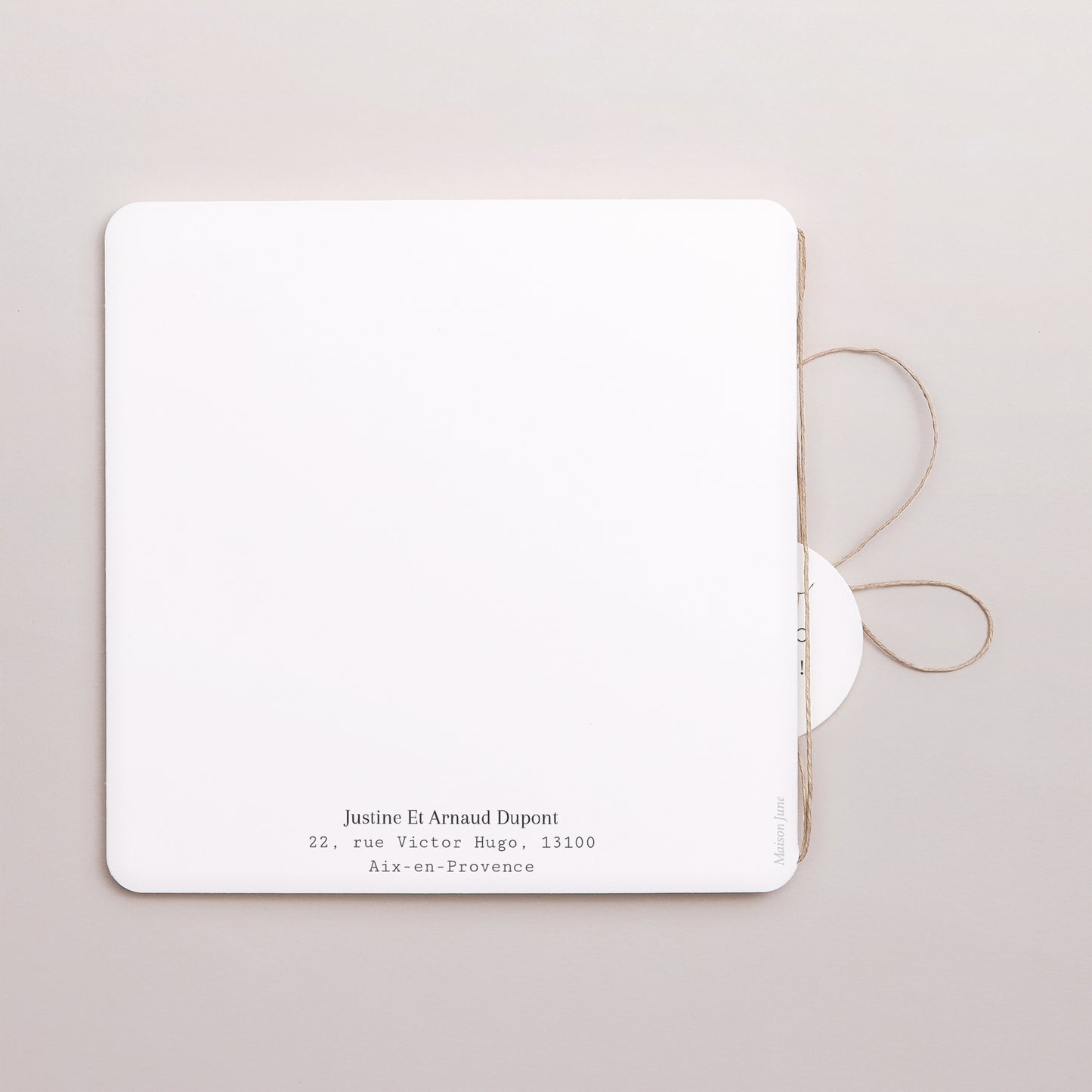 Faire-part Naissance Carré double volet, coins arrondis, étiquette ronde Bout de chou photo N° 3