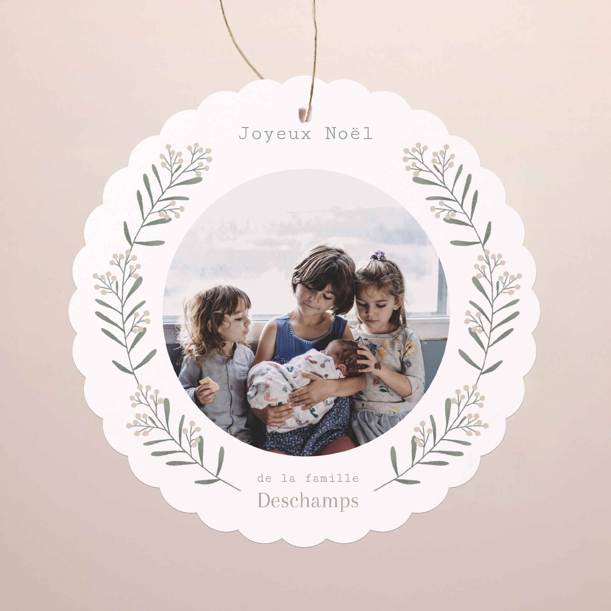 Carte de Noel Fin d'année À suspendre Brin flocon et boule photo N° 1