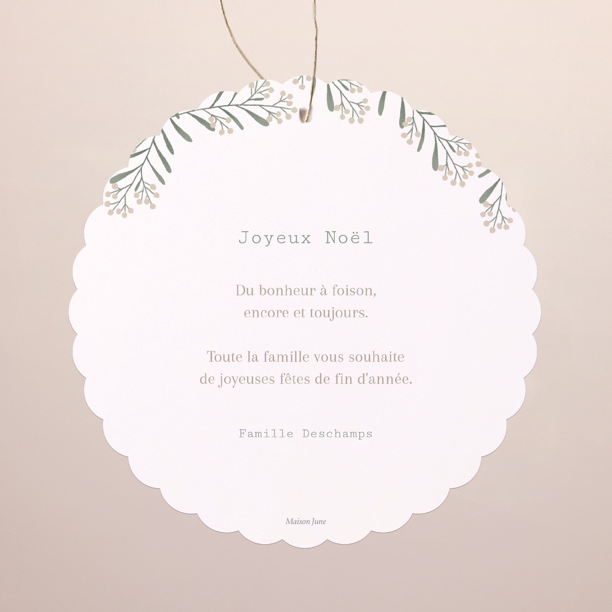 Carte de Noel Fin d'année À suspendre Brin flocon et boule photo N° 2