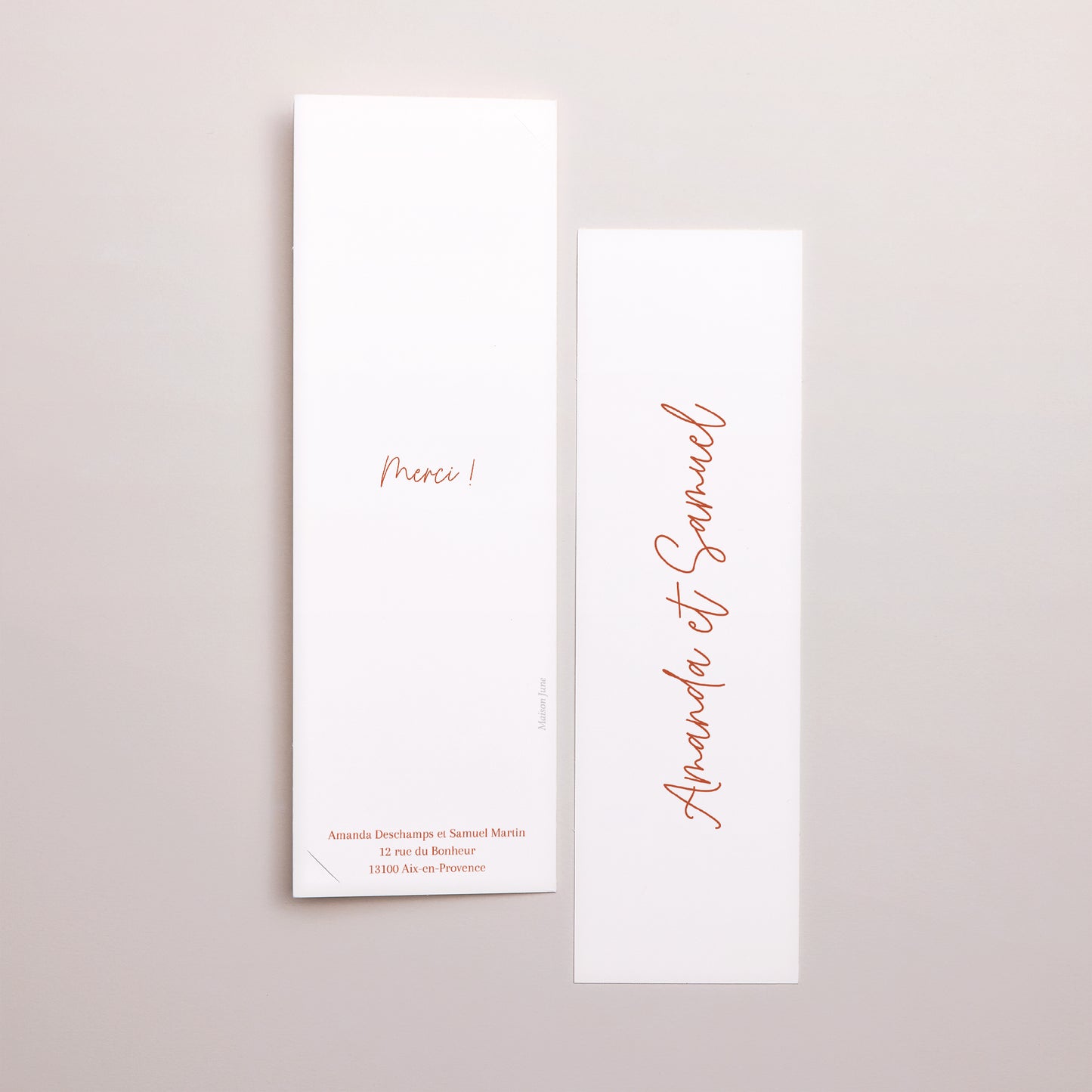 Remerciements Mariage Marque-page photo Typographie élégante photo N° 3