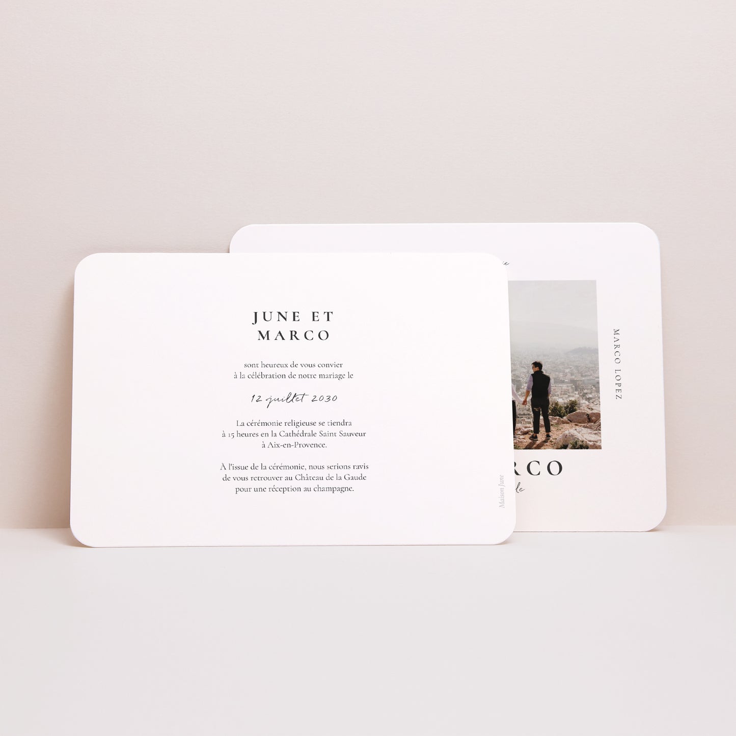 Faire-part Mariage Paysage, bords arrondis Trio & Typo photo N° 3