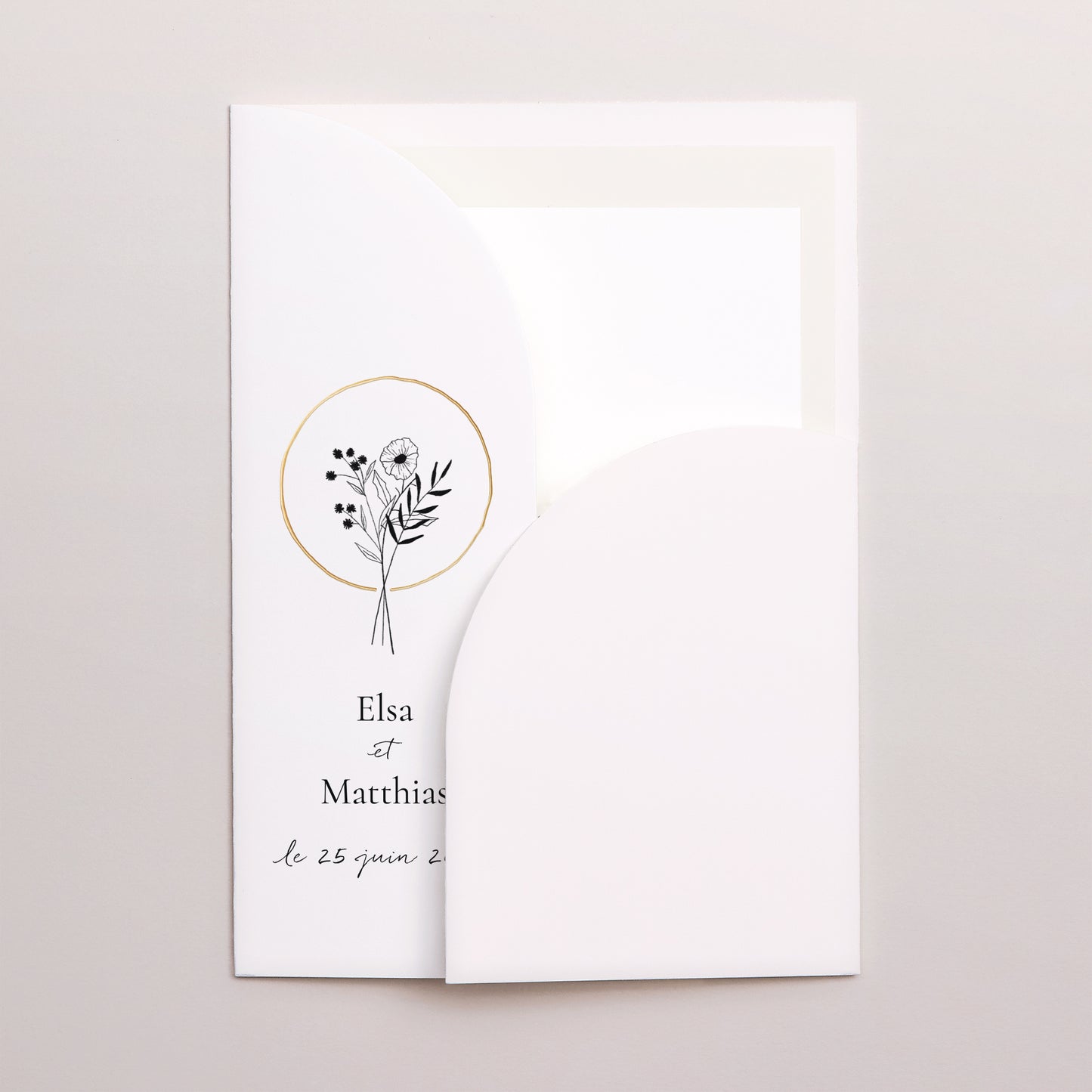 Faire-part Mariage Pochette 2 cartes Alliance Végétale photo N° 1