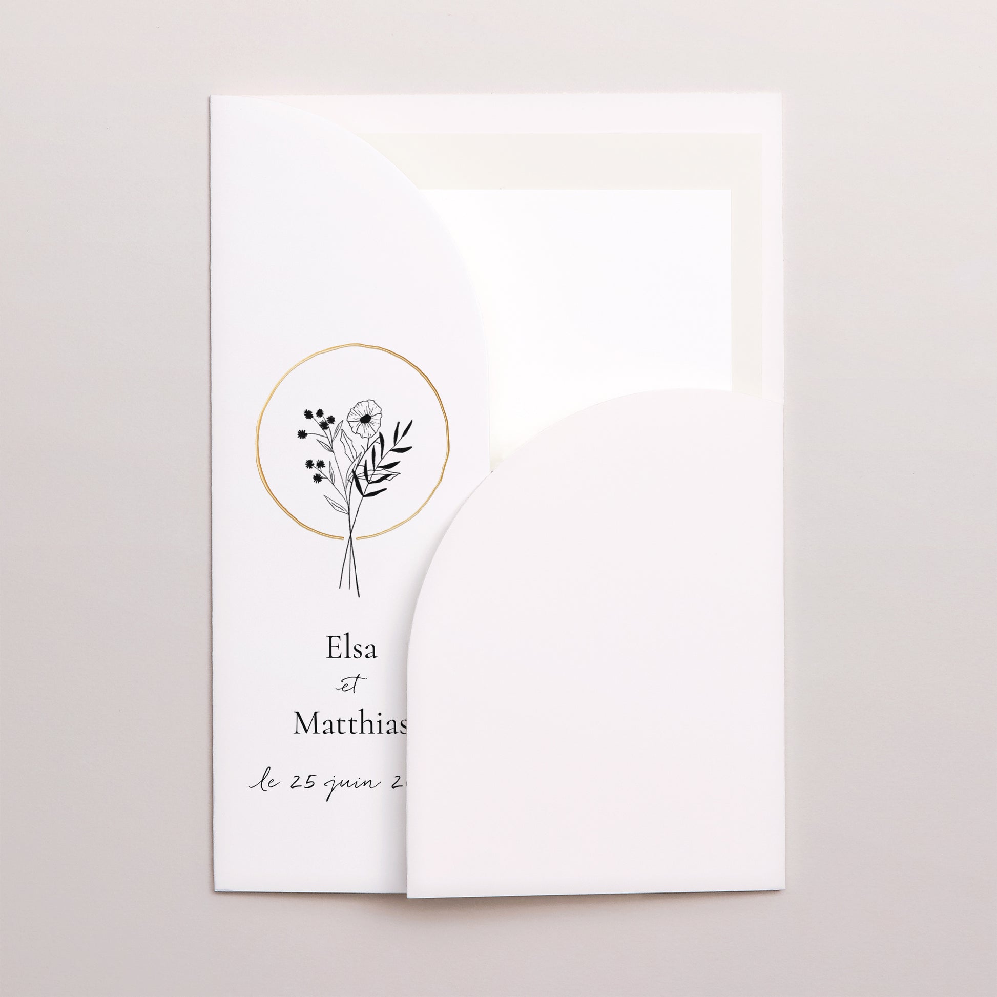 Faire-part Mariage Pochette 2 cartes Alliance Végétale photo N° 1