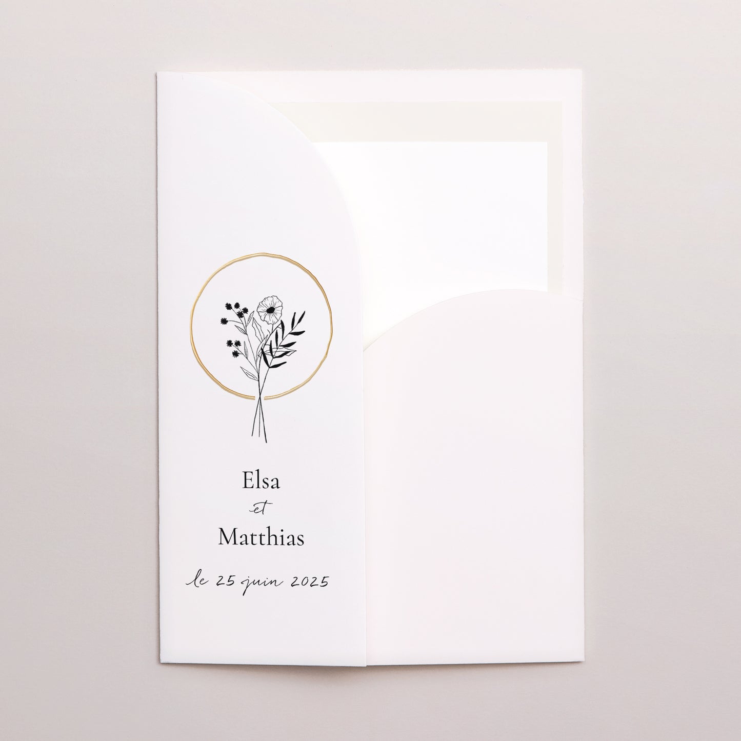 Faire-part Mariage Pochette 2 cartes Alliance Végétale photo N° 2