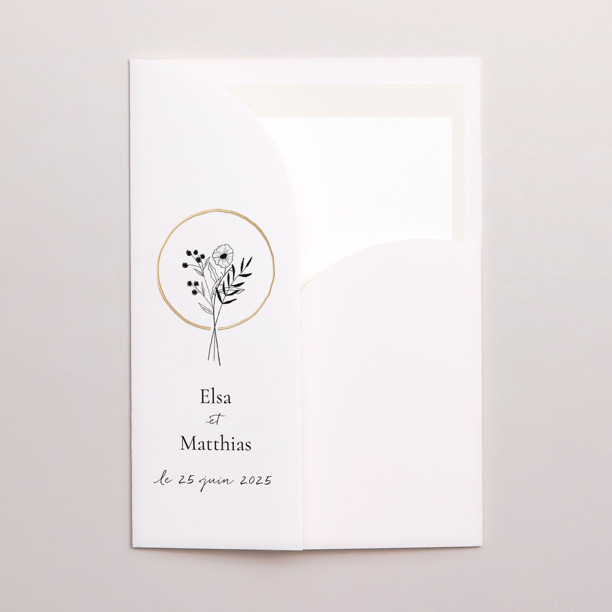 Faire-part Mariage Pochette 2 cartes Alliance Végétale photo N° 2