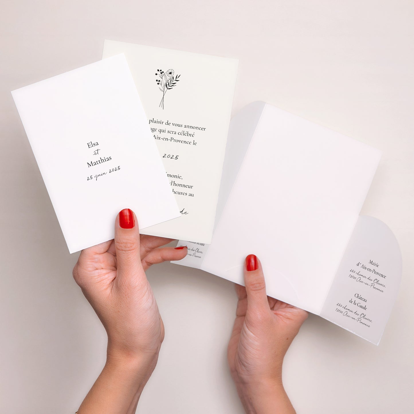 Faire-part Mariage Pochette 2 cartes Alliance Végétale photo N° 4