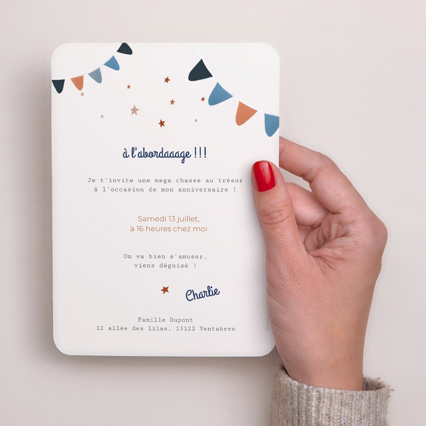 Invitations Anniversaire Enfant Portrait, bords arrondis Petit pirate photo N° 3