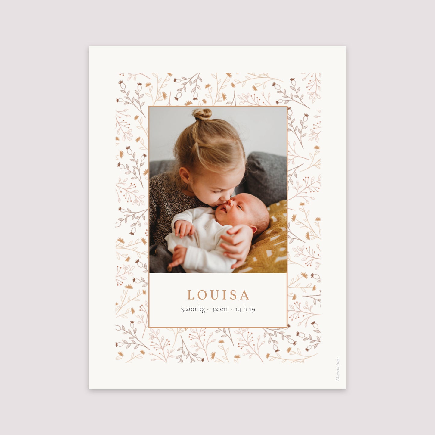 Affiche Naissance Portrait 30 x 40 cm Liberty d'automne photo N° 2