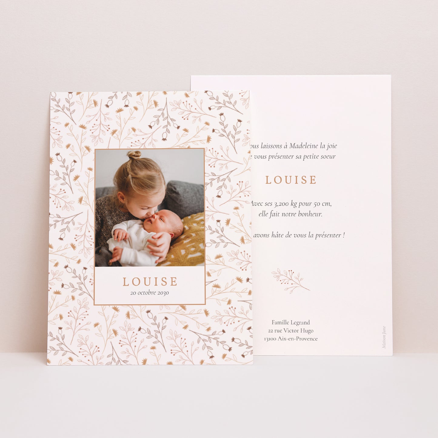 Faire-part Naissance Portrait Liberty d'automne photo N° 1
