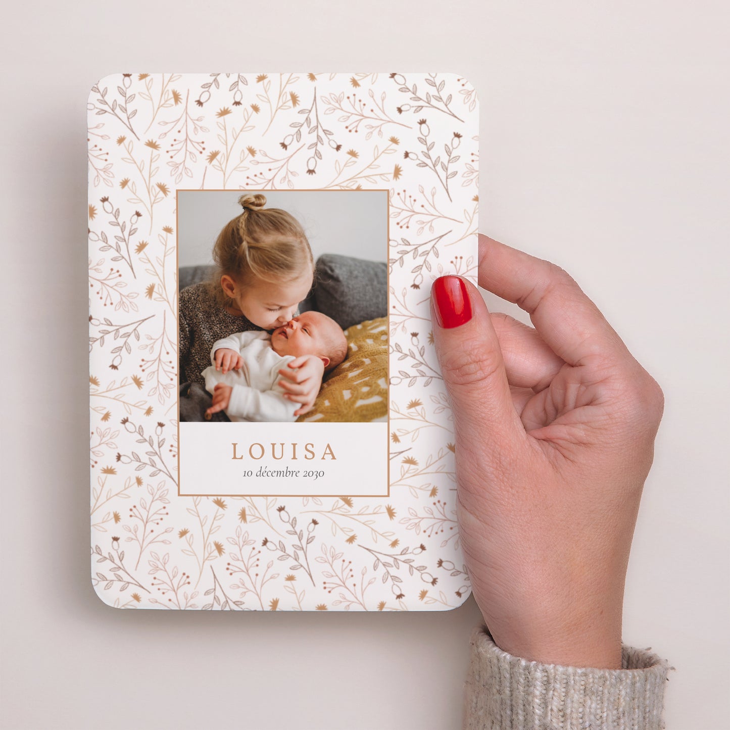 Faire-part Naissance Portrait, bords arrondis Liberty d'automne photo N° 2