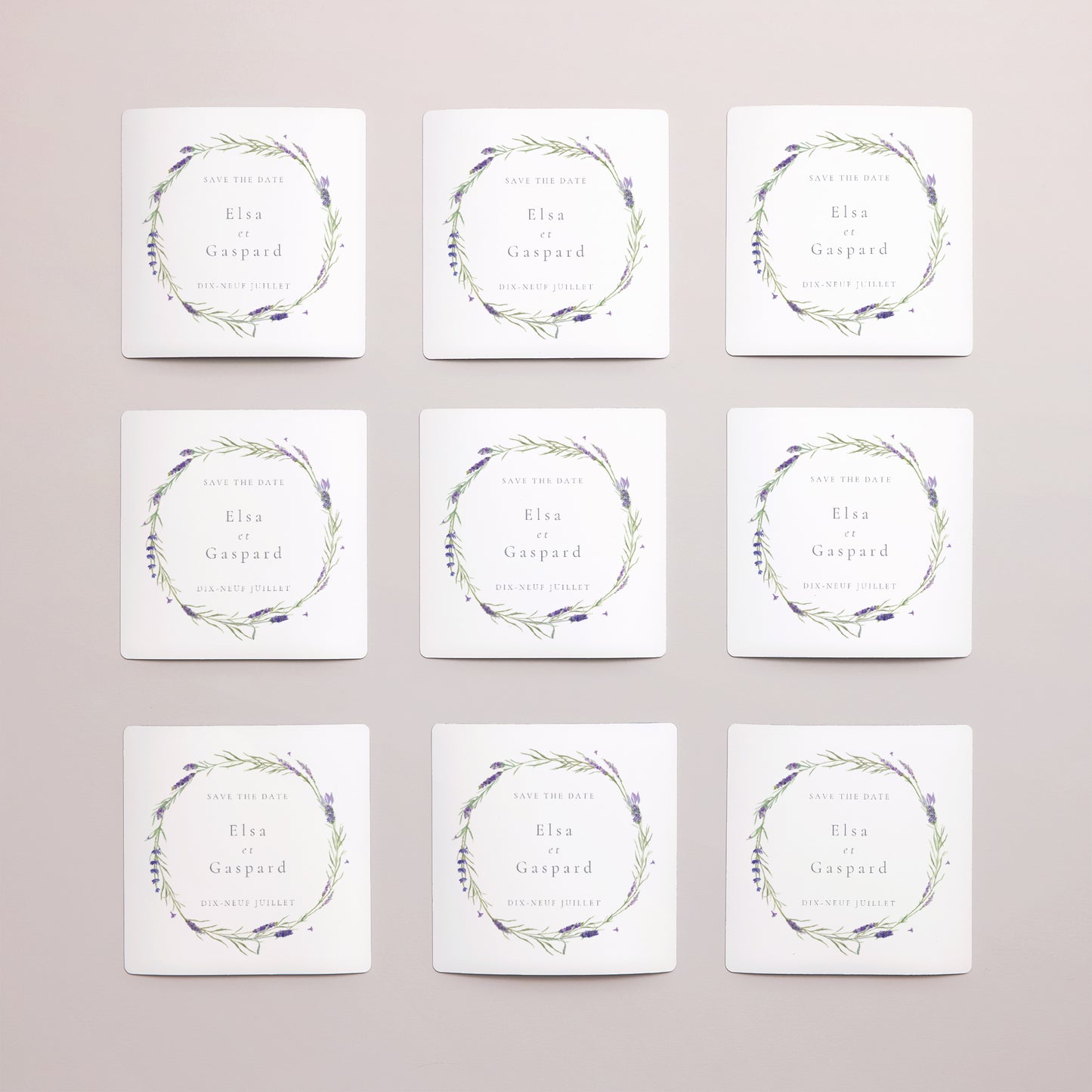 Save the date Mariage Lot de 9, magnétique lavande aquarelle photo N° 3