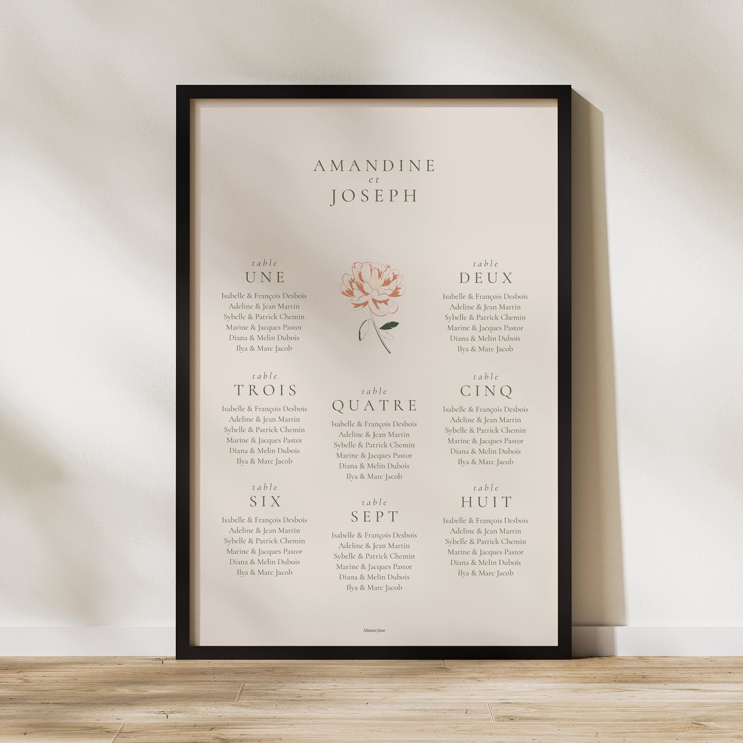Plan de table Mariage Portrait Liberty Poudré photo N° 1