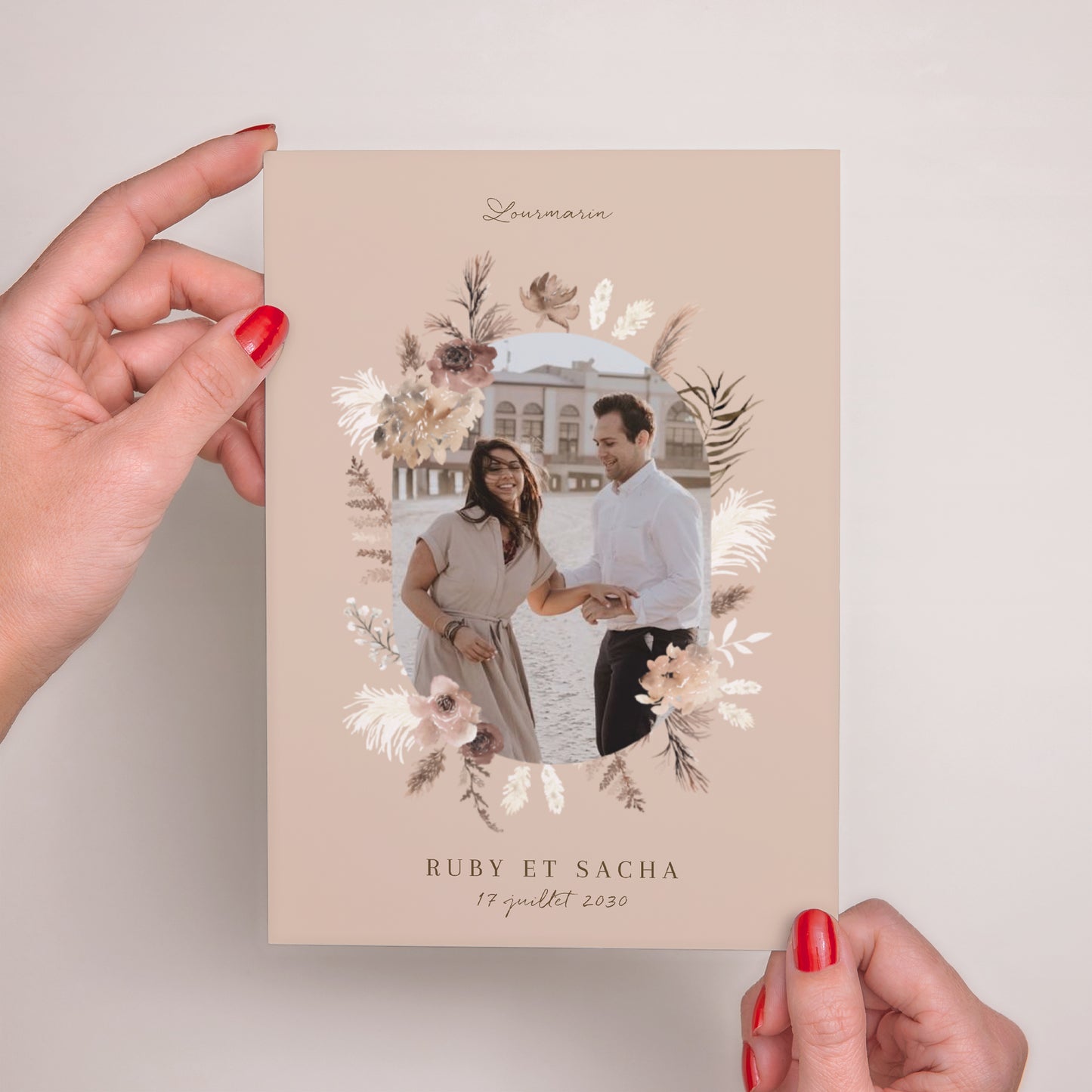 Faire-part Mariage Grand format rectangle Bohème floral photo N° 2