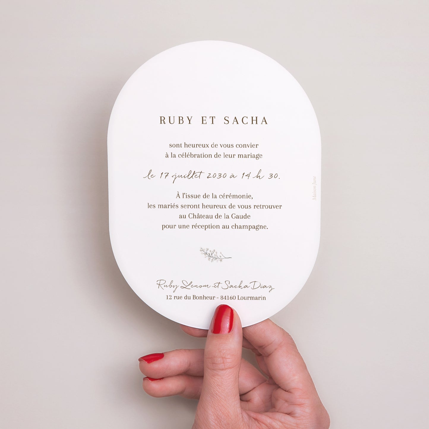 Faire-part Mariage Ovale Bohème floral photo N° 3