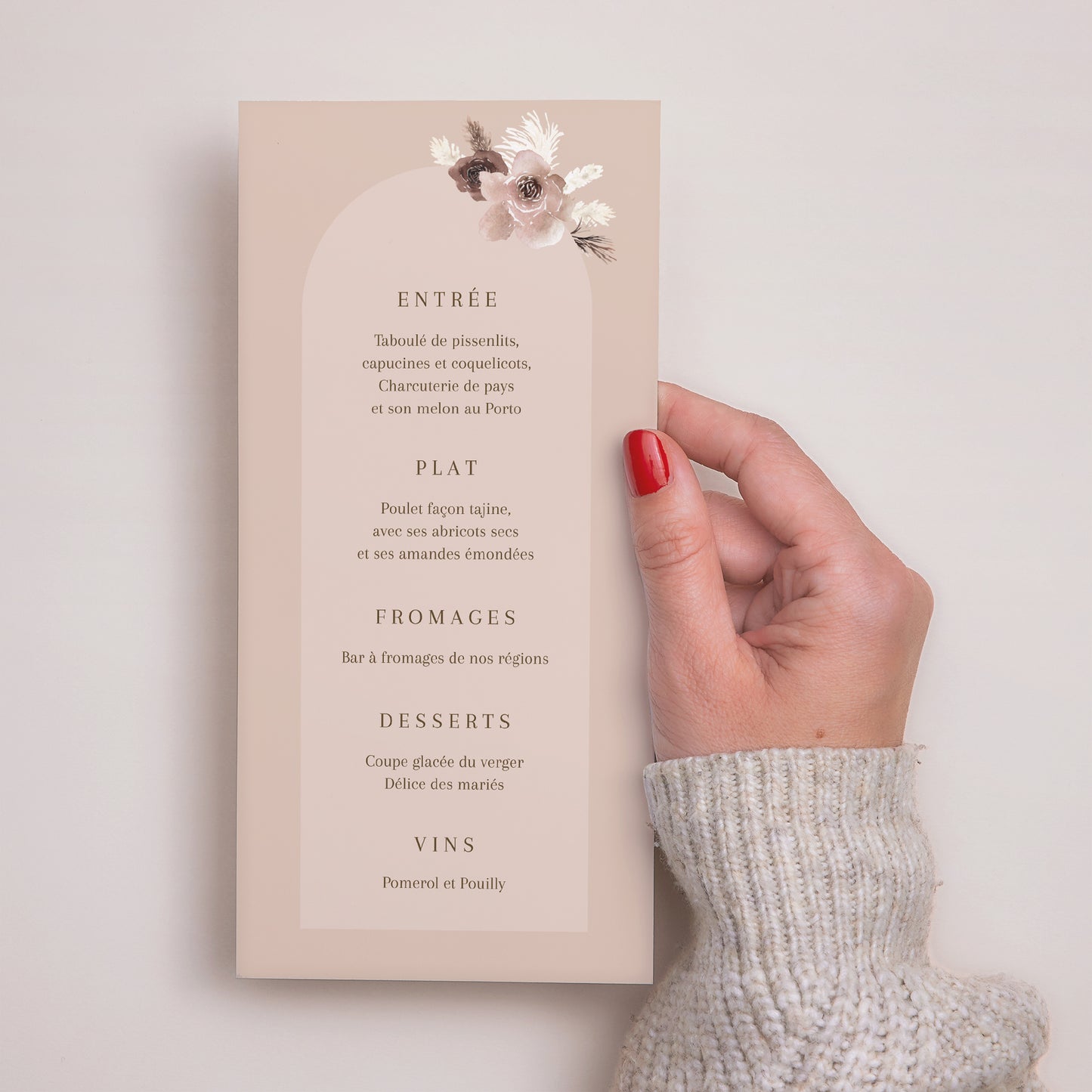 Menu Mariage Panoramique portrait Bohème floral photo N° 2