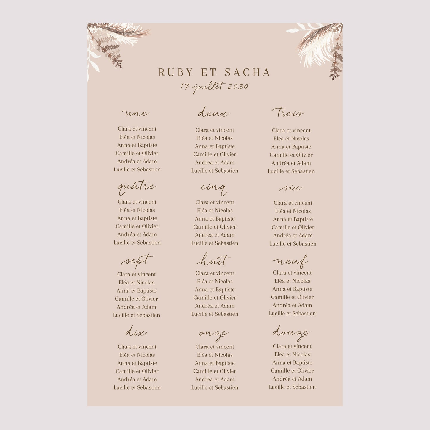 Plan de table Mariage Portrait Bohème floral photo N° 2