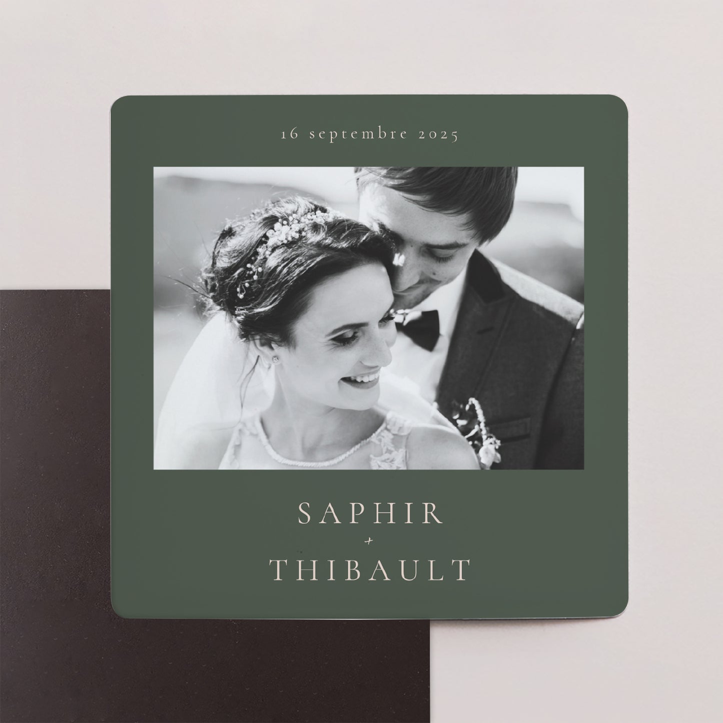 Save the date Mariage Lot de 9, magnétique L'union de l'olivier photo N° 1