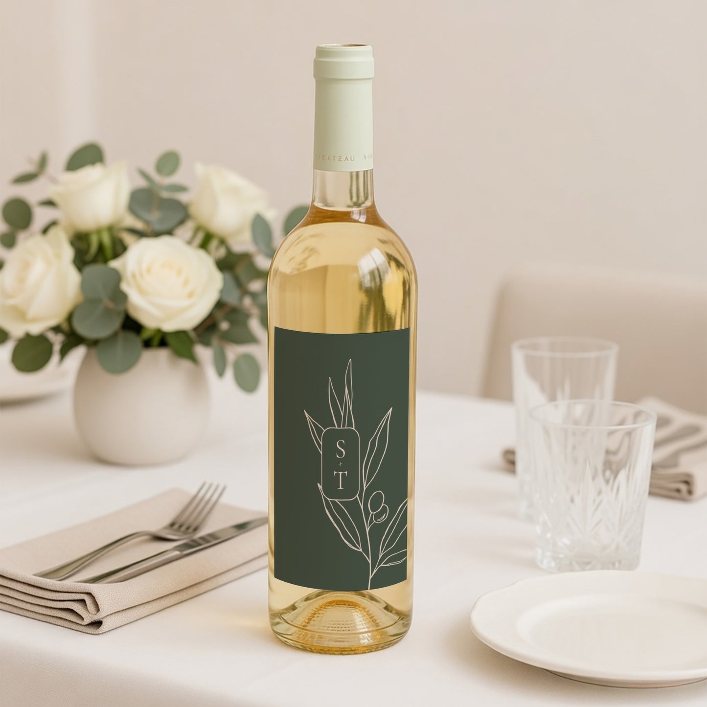 Etiquette bouteille Mariage Portrait L'union de l'olivier photo N° 2