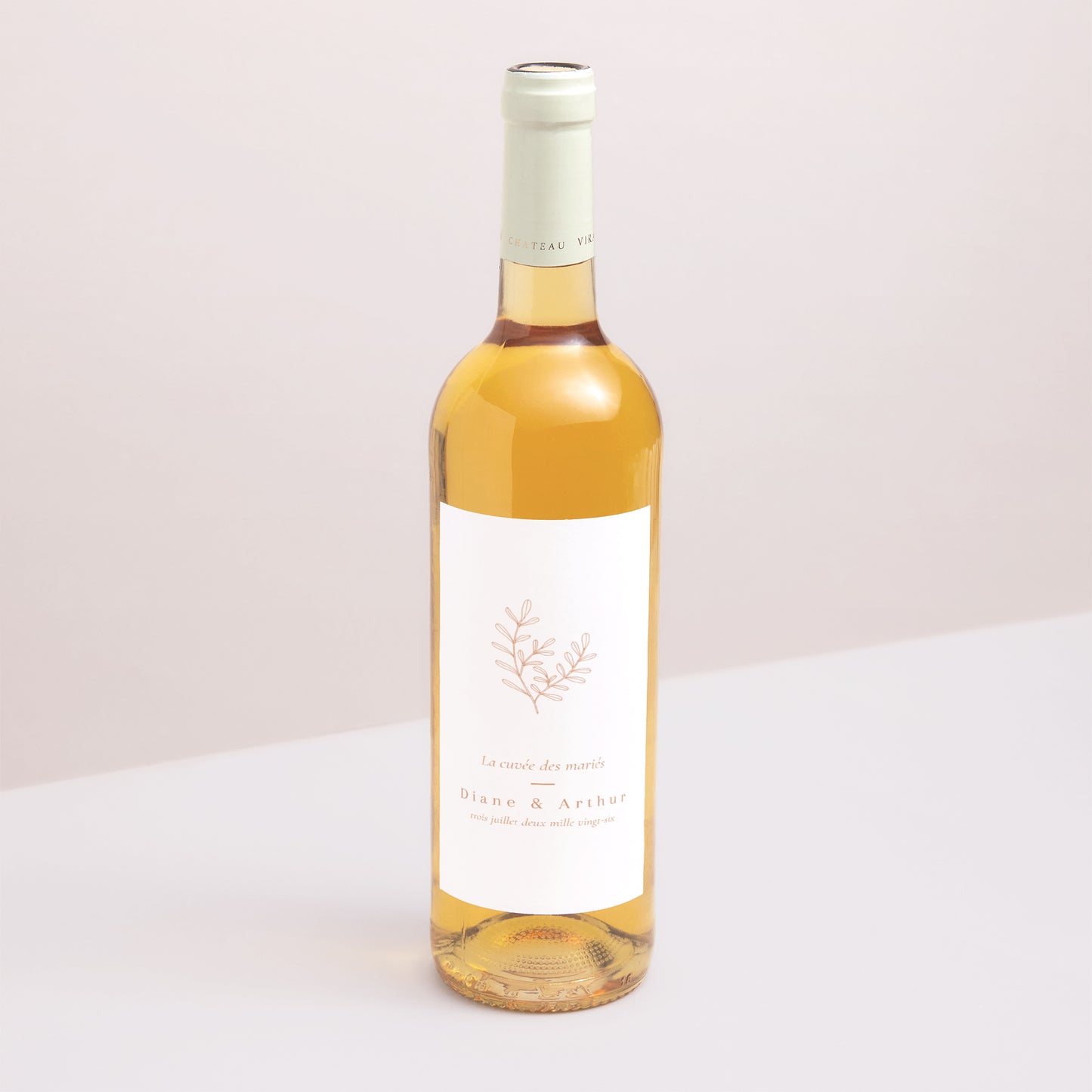 Etiquette bouteille Mariage Portrait Végétal Corail photo N° 1