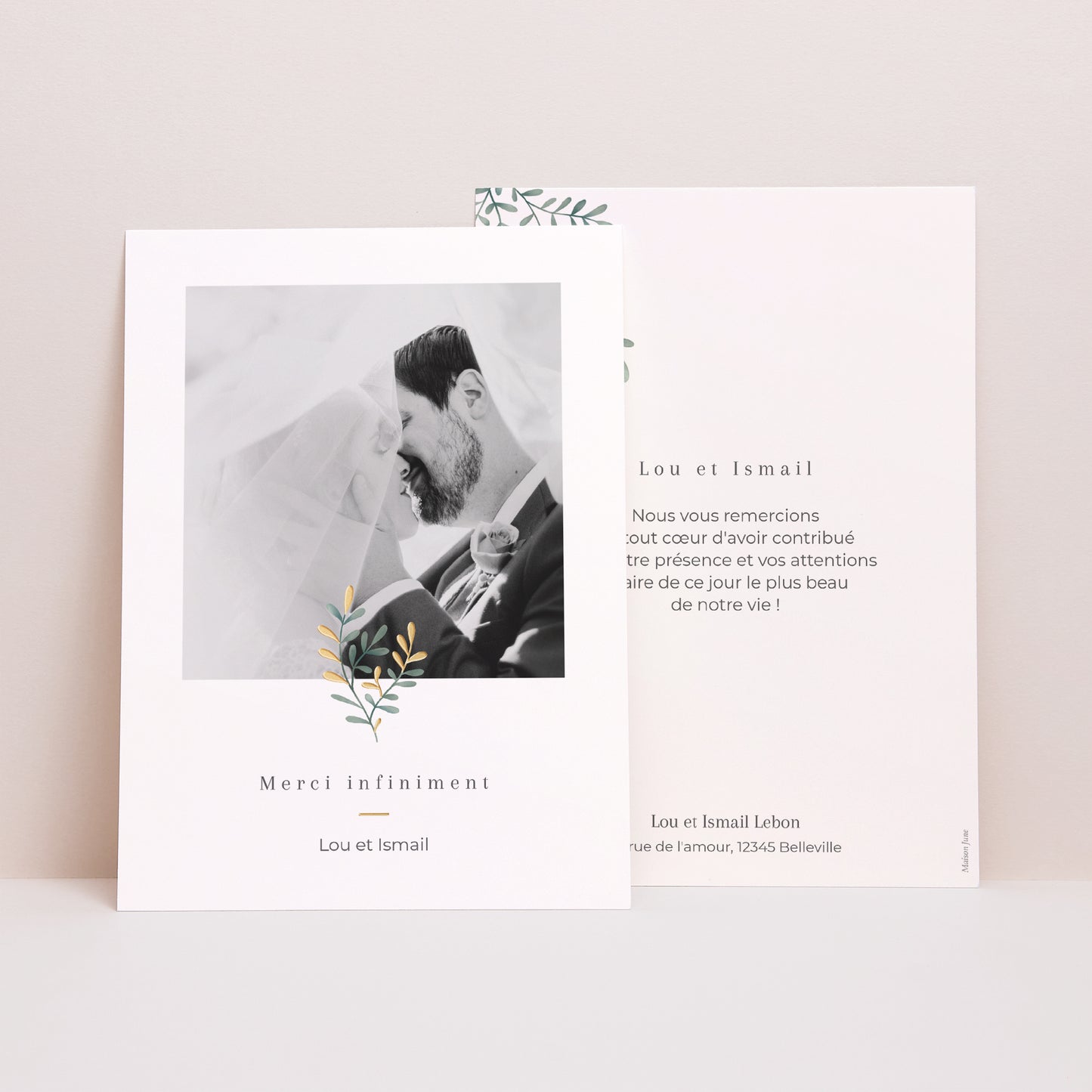 Remerciements Mariage Portrait Douceur d'or photo N° 1