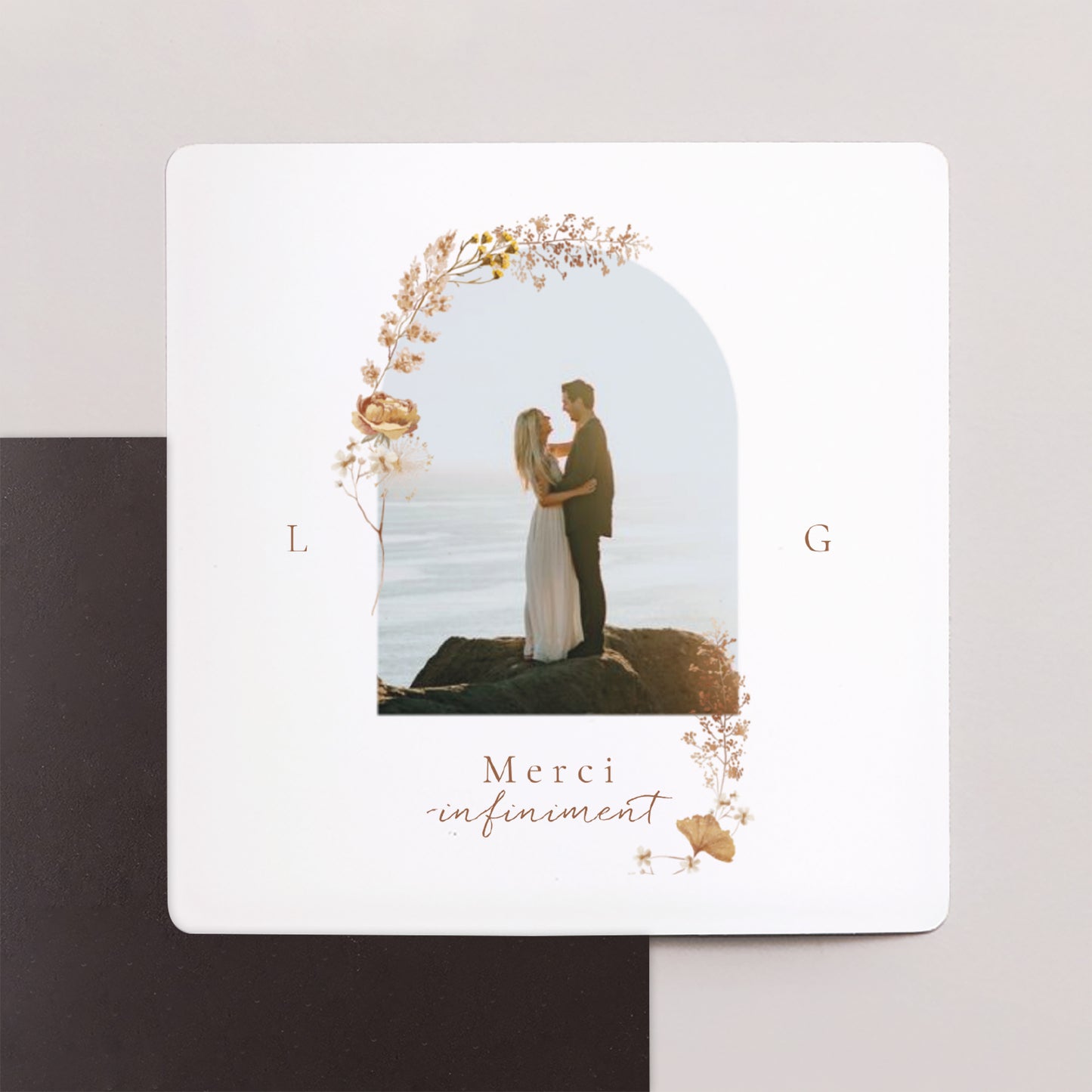 Remerciements Mariage Lot de 9, magnétique champêtre crème chic photo N° 1