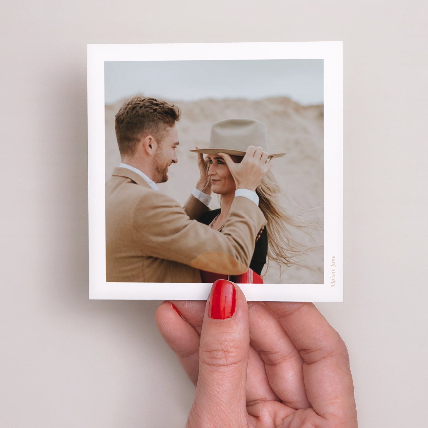 Save the date Mariage Carré Champêtre crème chic photo N° 3