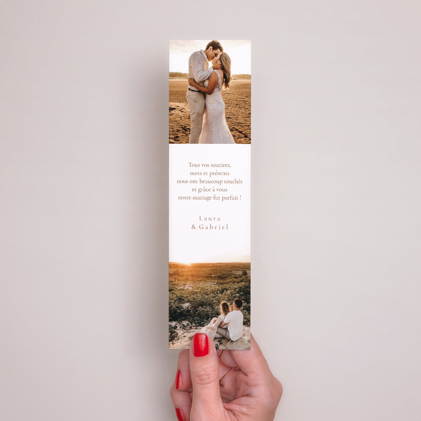 Remerciements Mariage Marque-page Champêtre crème chic photo N° 3