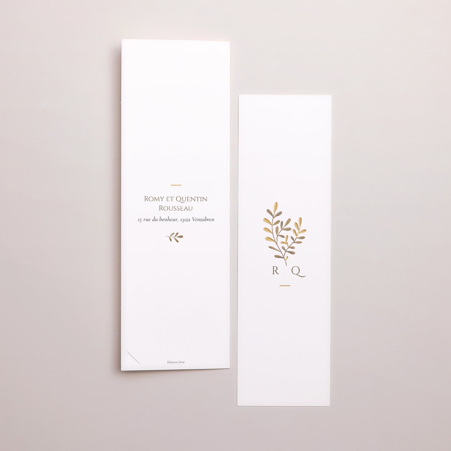 Remerciements Mariage Marque-page photo Végétal sépia doré photo N° 3