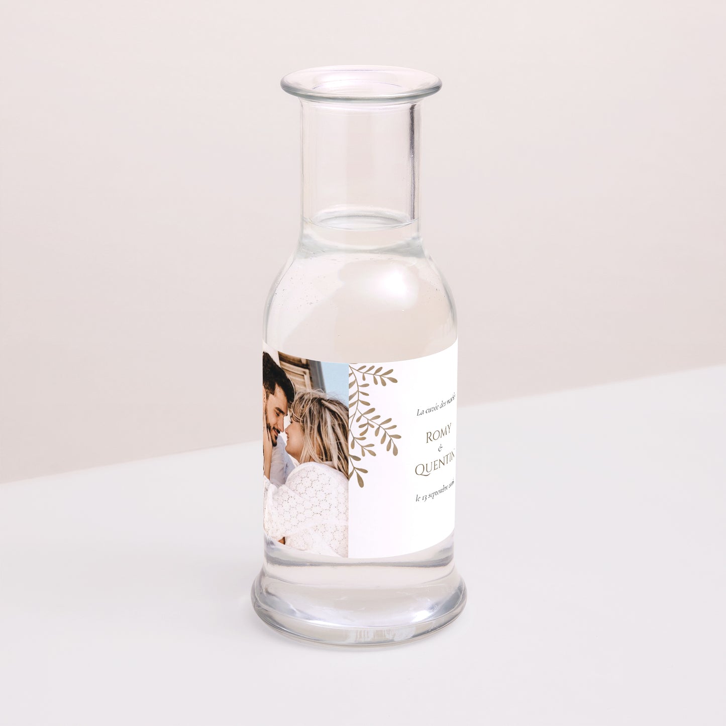Etiquette bouteille Mariage Paysage Végétal sépia doré photo N° 2