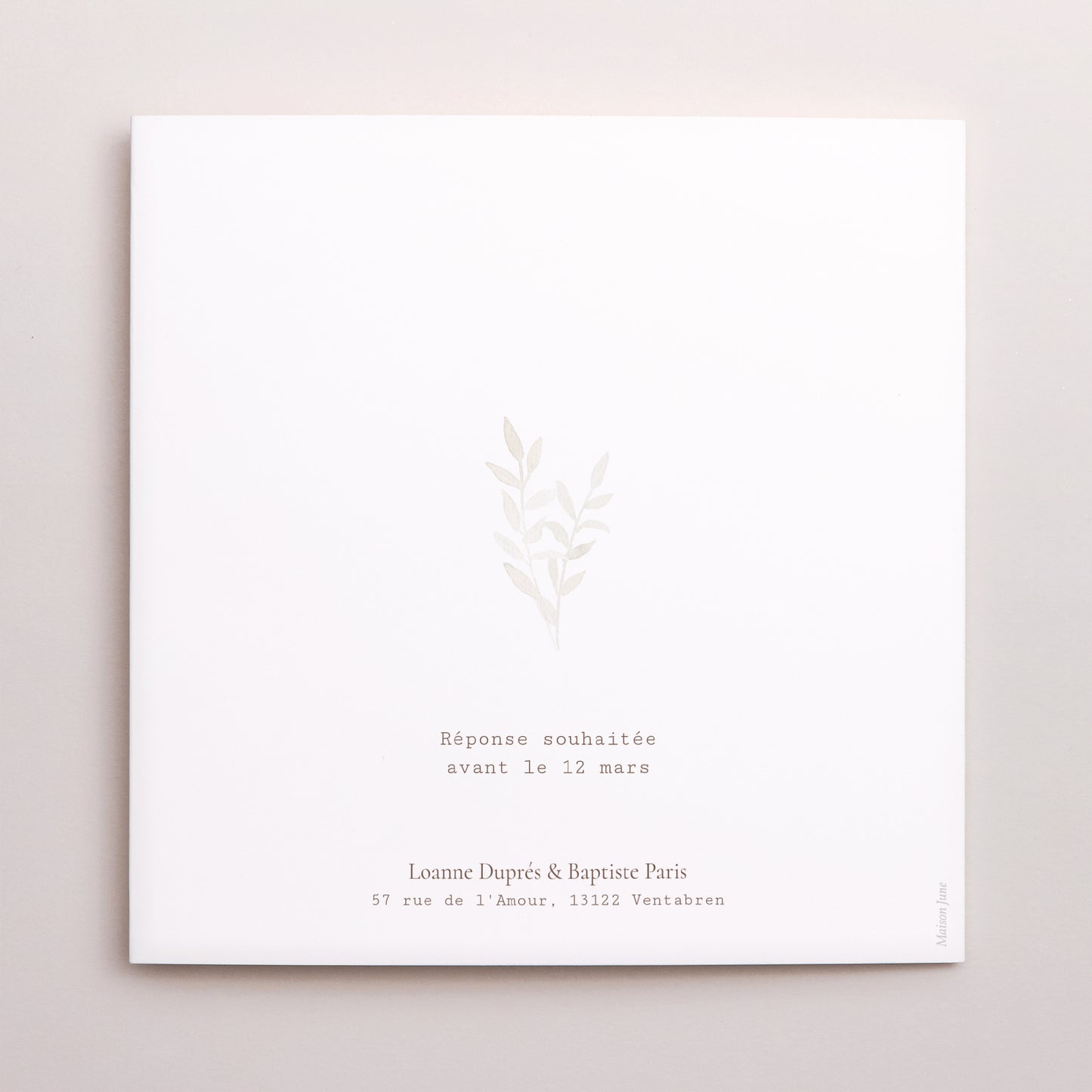 Faire-part Mariage Carré double volet Fleurs Séchées photo N° 3