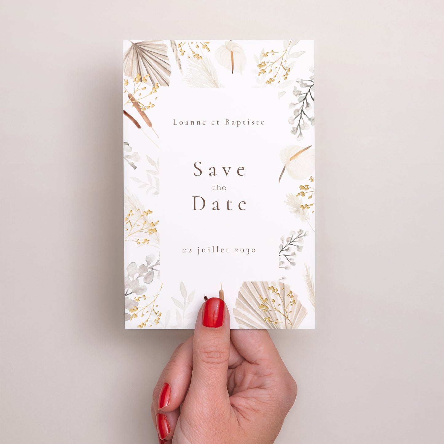 Save the date Mariage Portrait Fleurs Séchées photo N° 2