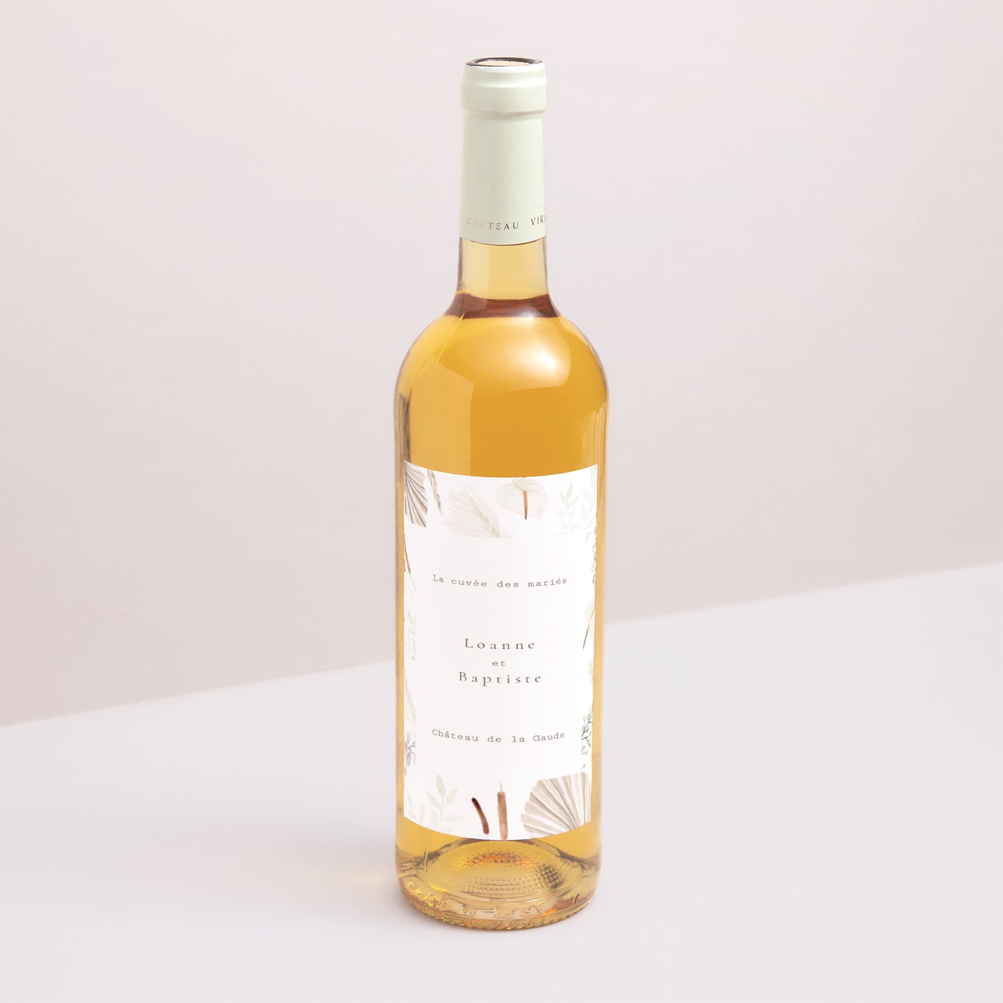 Etiquette bouteille Mariage Portrait Fleurs Séchées photo N° 1