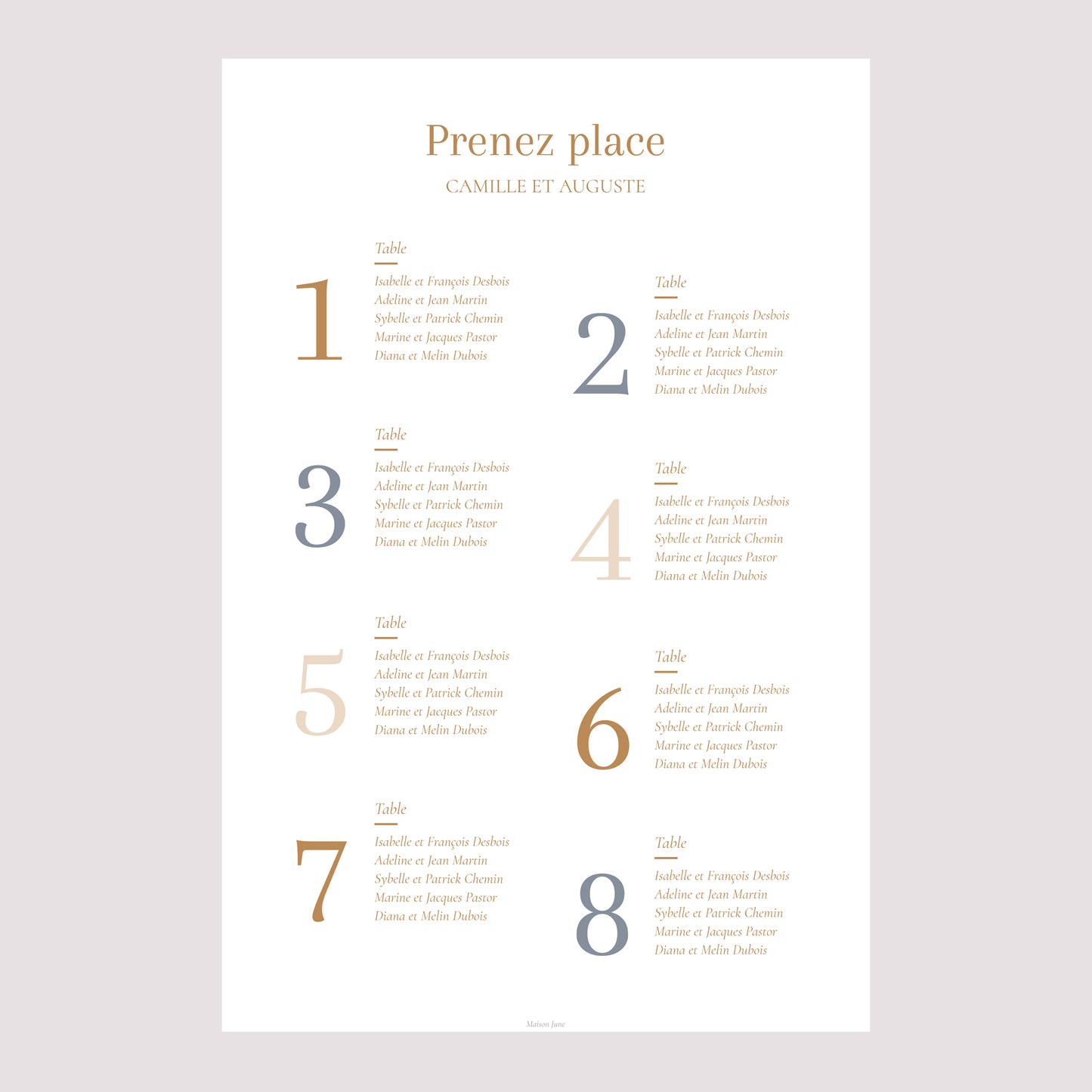 Plan de table Mariage Portrait Bord de Mer photo N° 2