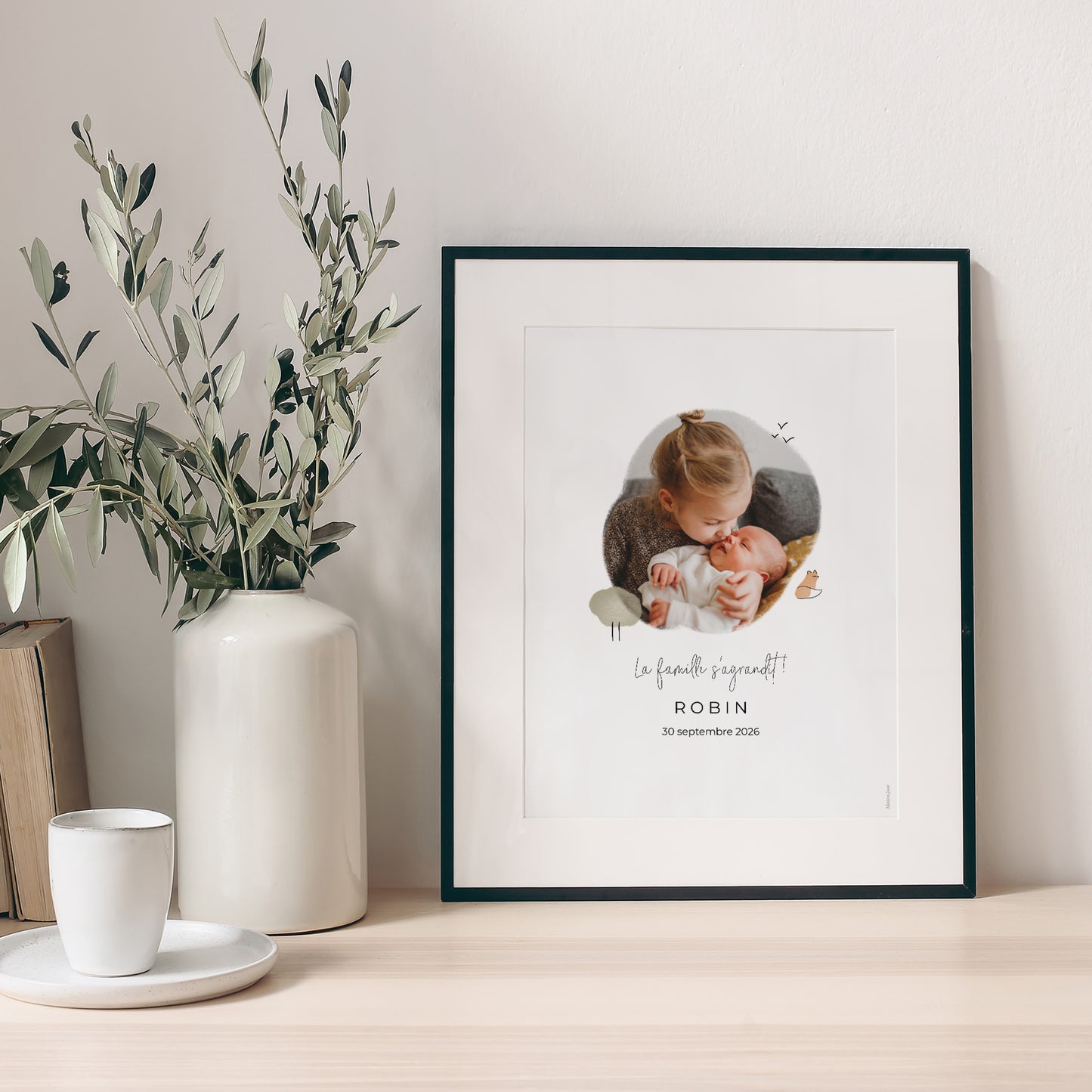 Affiche Naissance Portrait Renard crayonné photo N° 1