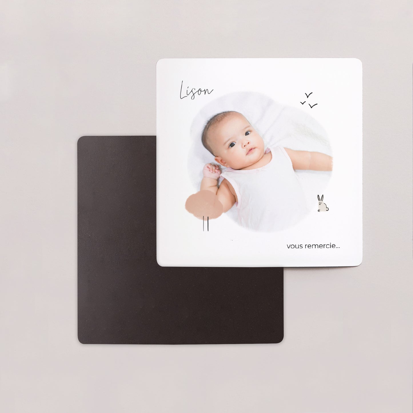 Remerciements Naissance Lot de 9, magnétique Lapin crayonné photo N° 2