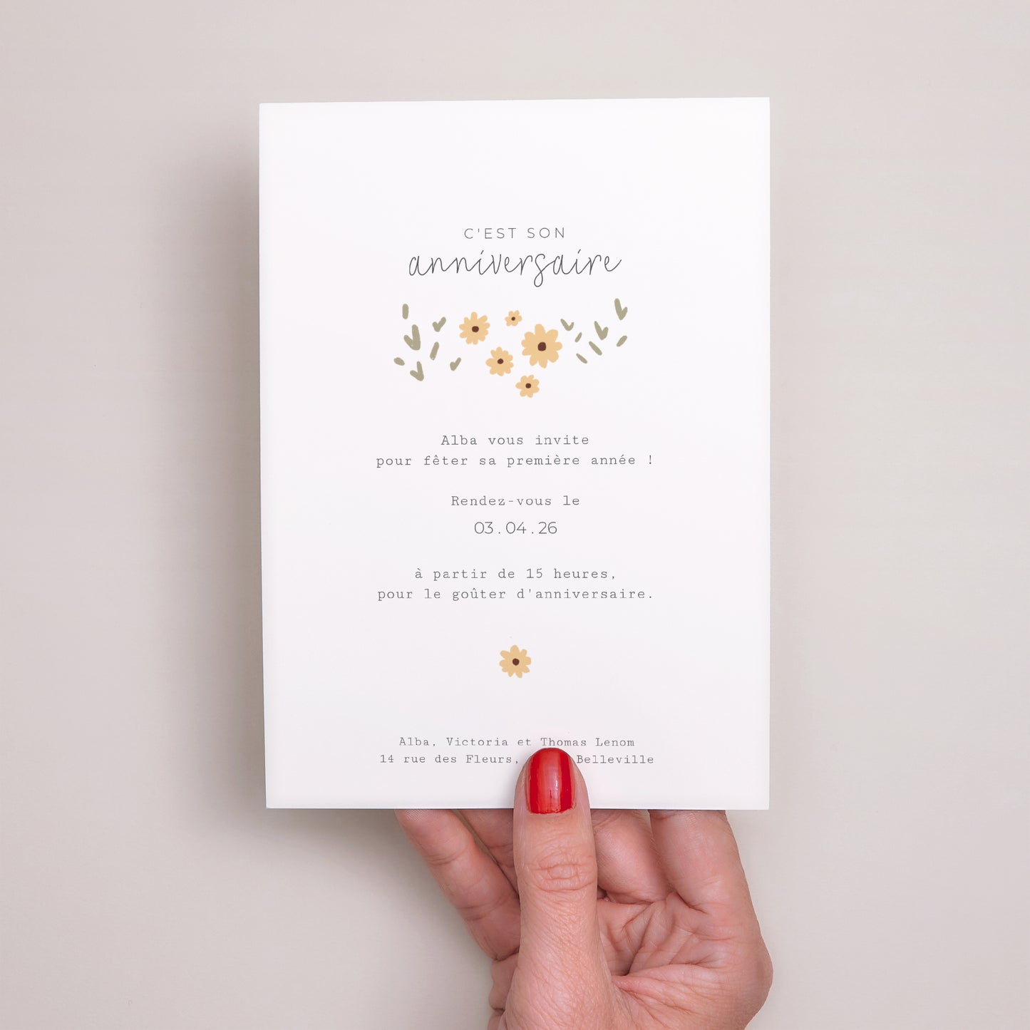 Invitations Anniversaire Enfant Portrait Thème Floral photo N° 3