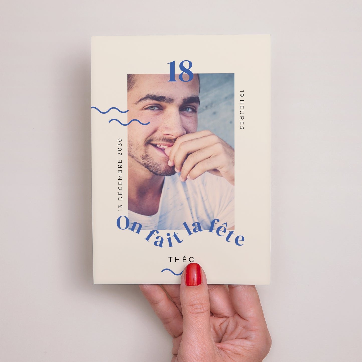 Invitations Anniversaire Adulte Portrait Garçon Typo photo, 18 ans photo N° 2