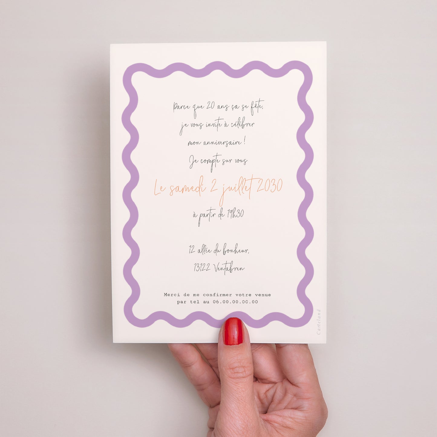 Invitations Anniversaire Adulte Portrait Rectangle ondulé photo N° 3