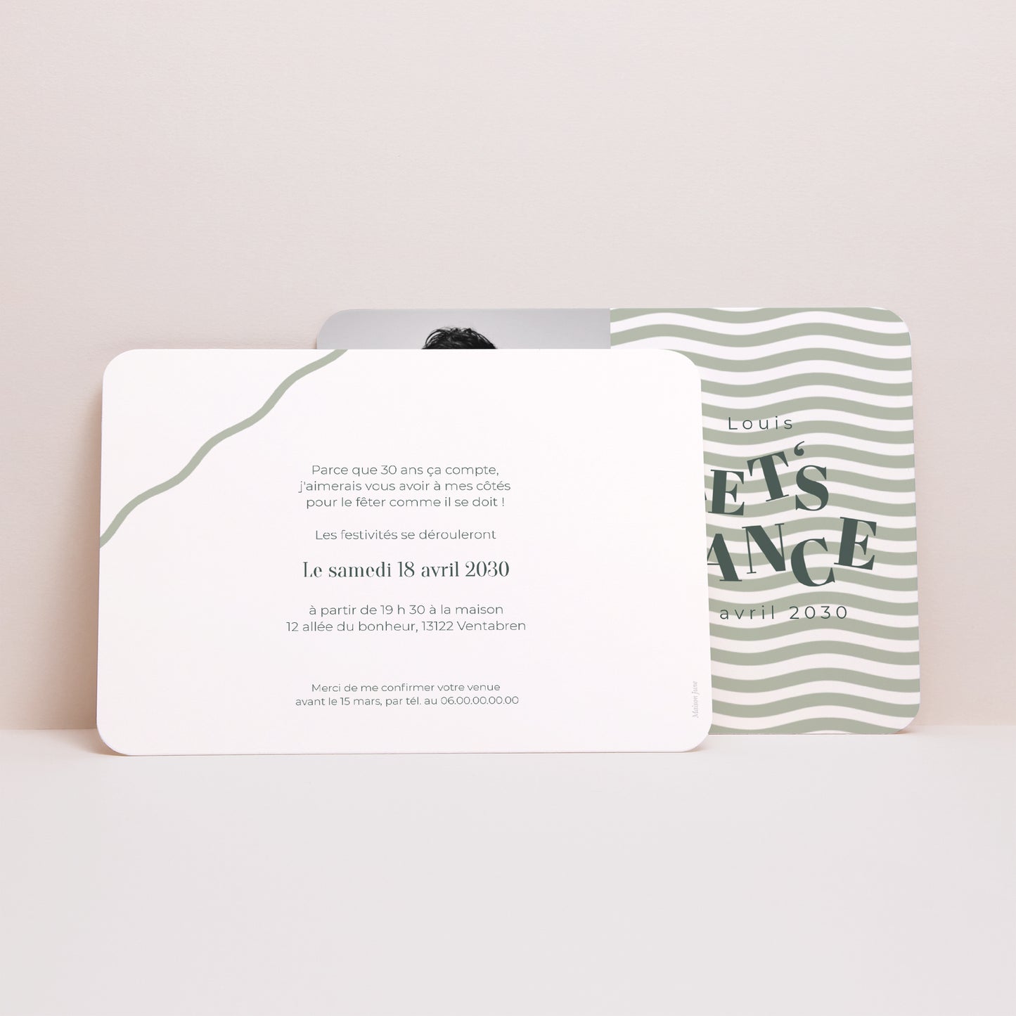 Invitations Anniversaire Adulte Paysage, bords arrondis Let's Dance, rayures, photos photo N° 3