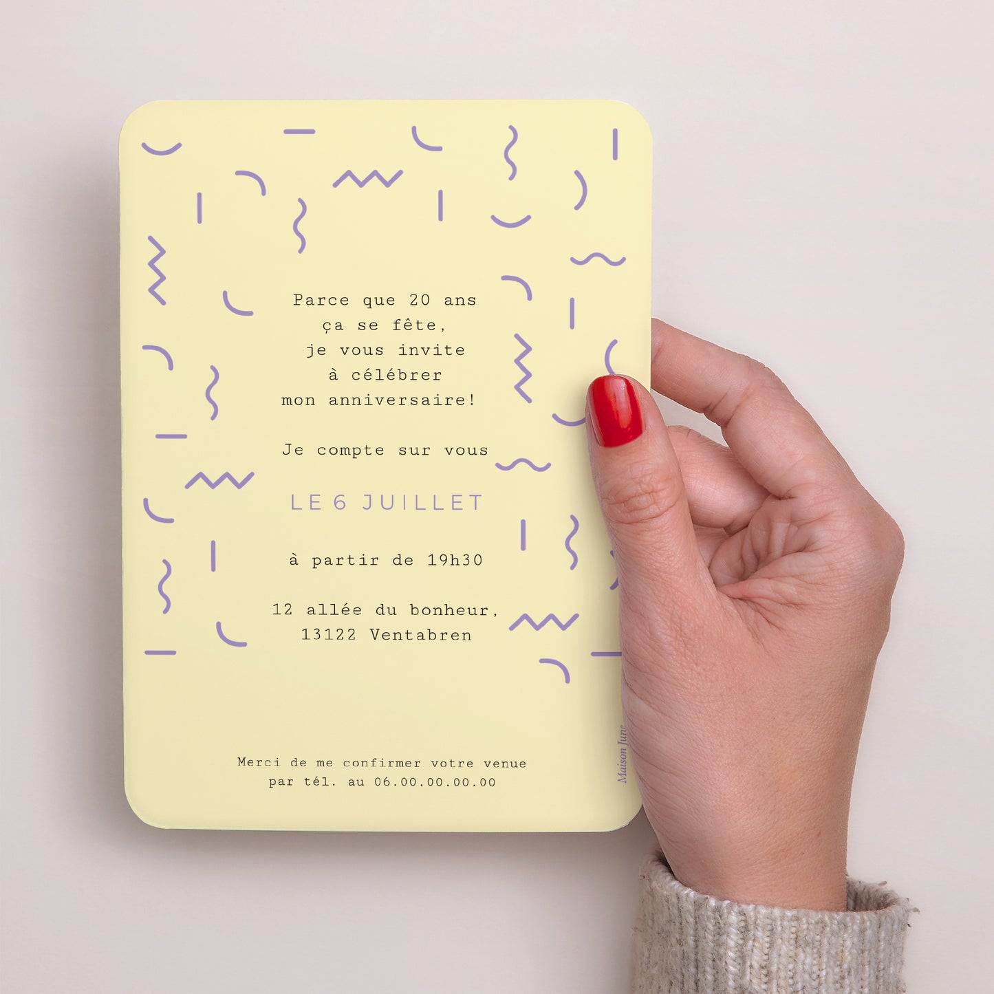 Invitations Anniversaire Adulte Portrait, bords arrondis Confettis Dorés photo N° 3