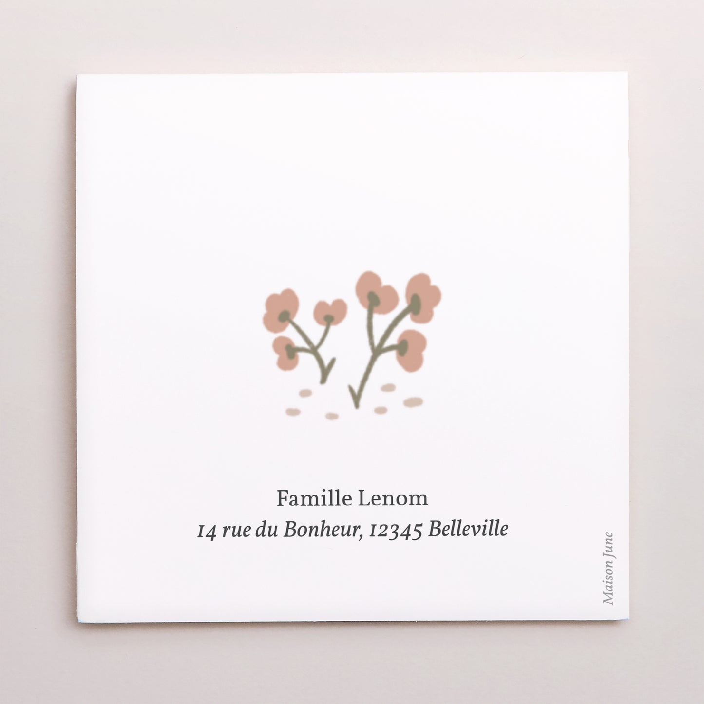 Remerciements Naissance Carré double volet demi-lune Petites fleurs photo N° 3