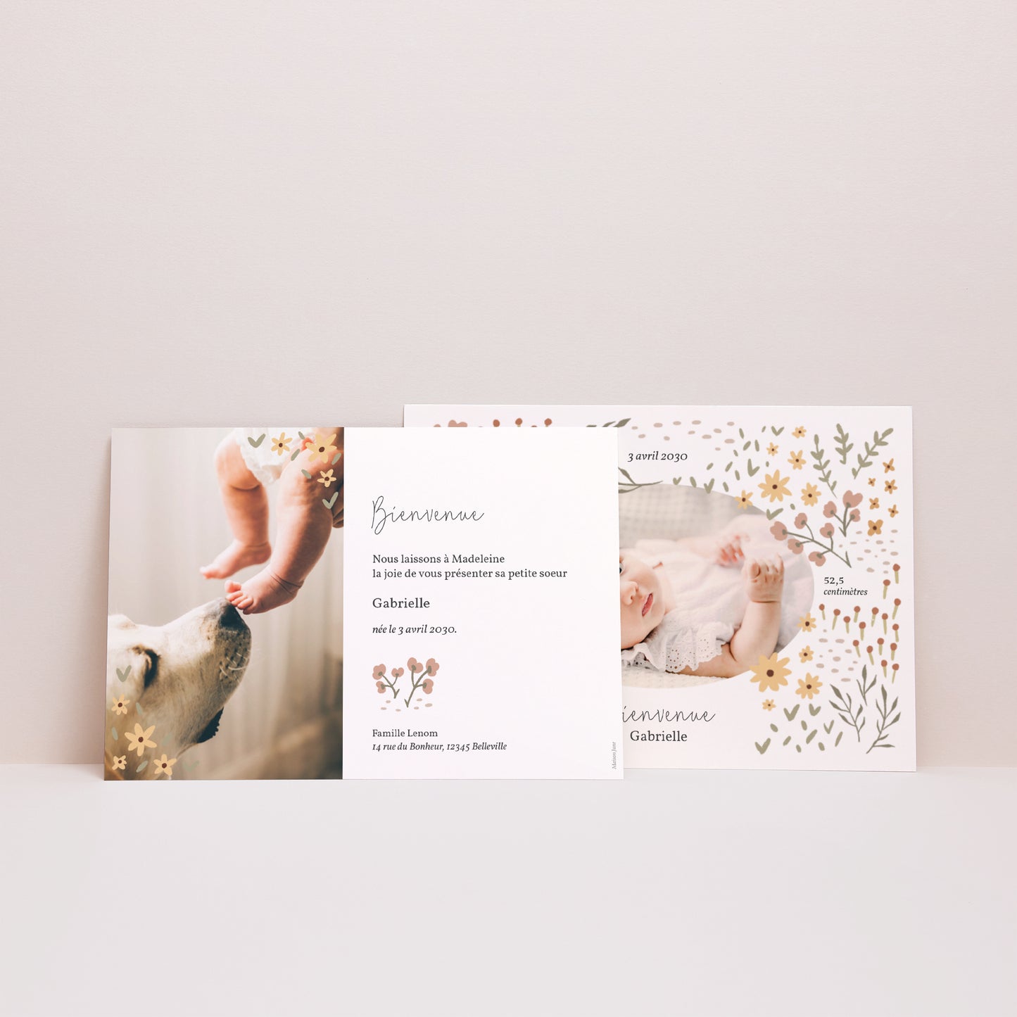 Faire-part Naissance Paysage Petites fleurs photo N° 3