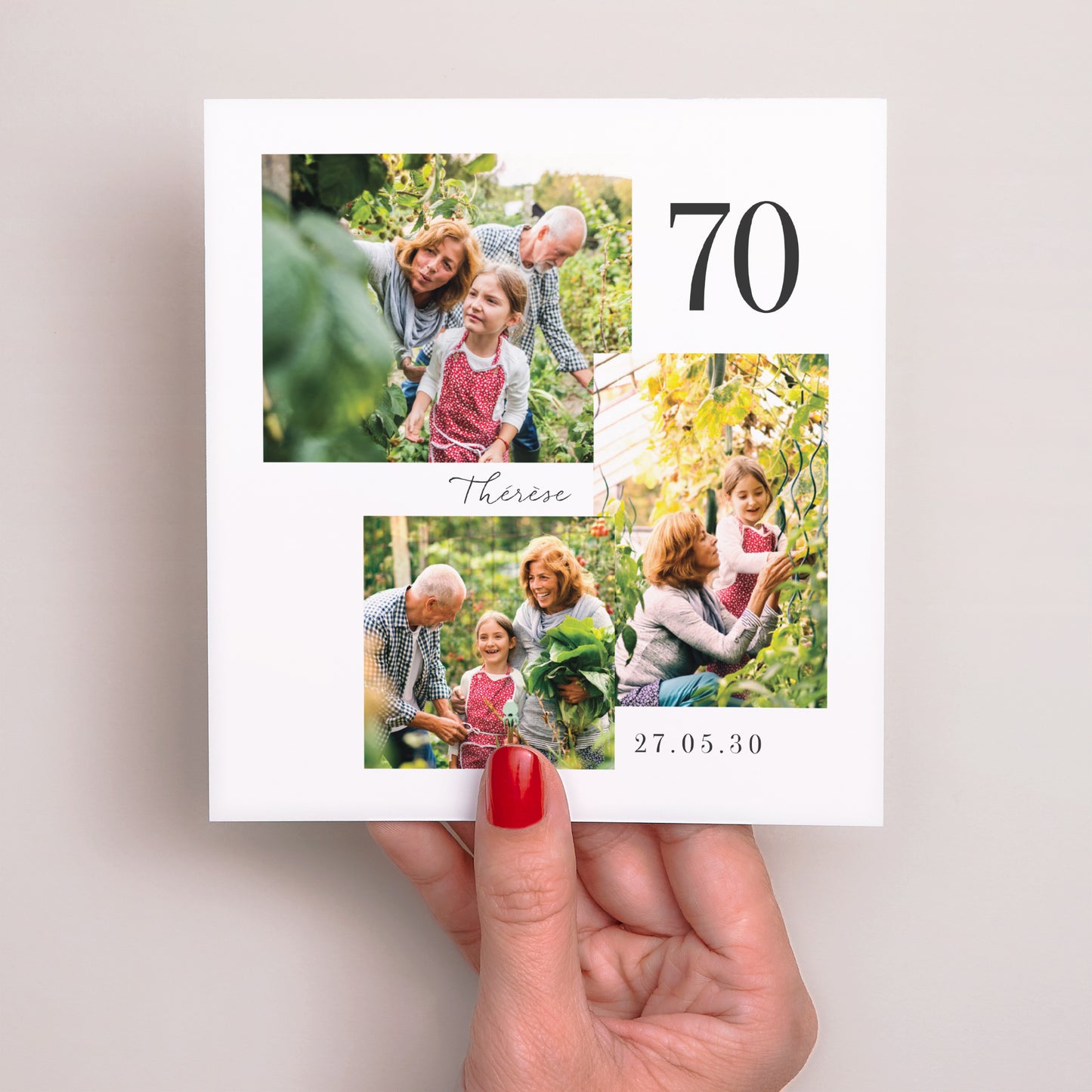 Invitations Anniversaire Adulte Carré Photomontage 70 ans photo N° 2
