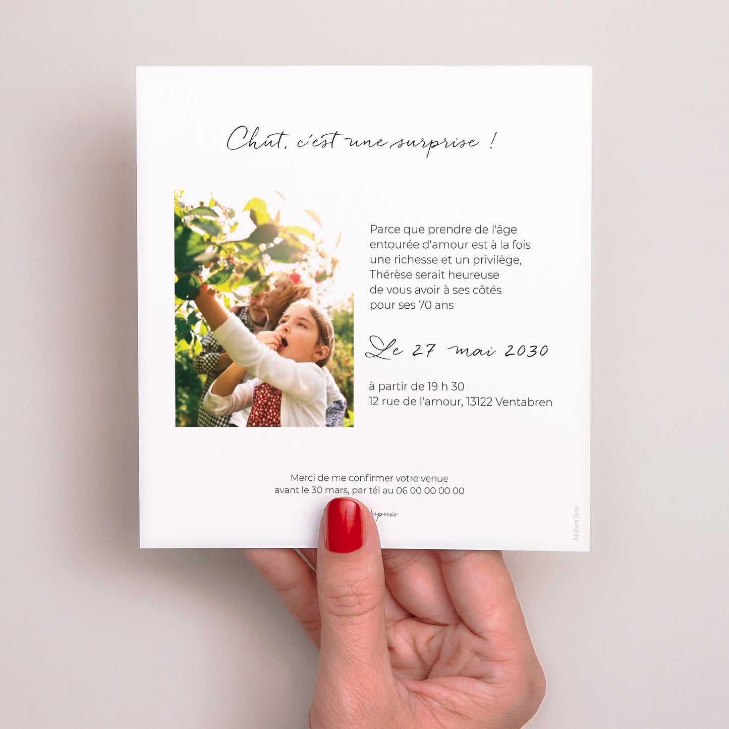 Invitations Anniversaire Adulte Carré Photomontage 70 ans photo N° 3