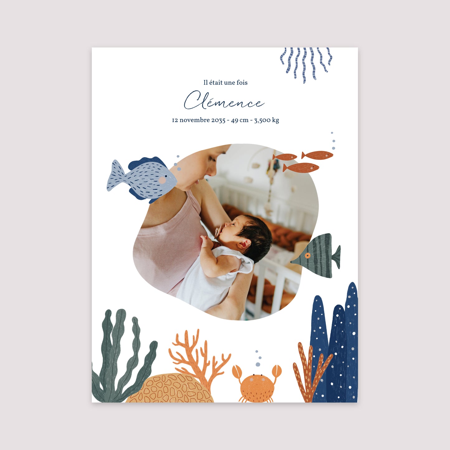 Affiche Naissance Portrait 30 x 40 cm Il était une fois les animaux marins photo N° 2