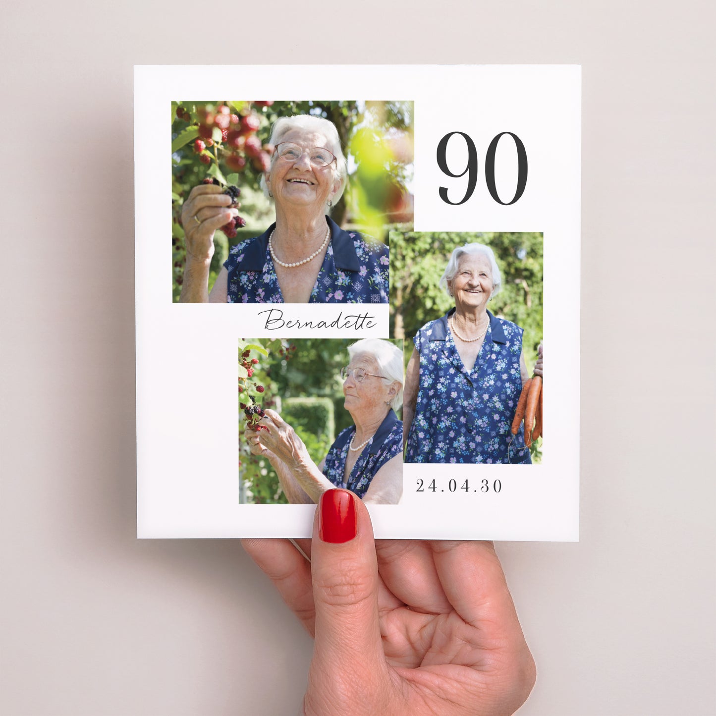 Invitations Anniversaire Adulte Carré Anniversaire 90 ans mixte carré photo photo N° 2