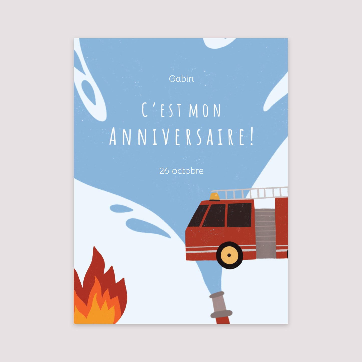 Affiche Anniversaire Enfant Portrait 30 x 40 cm Pompier en feu ! photo N° 2