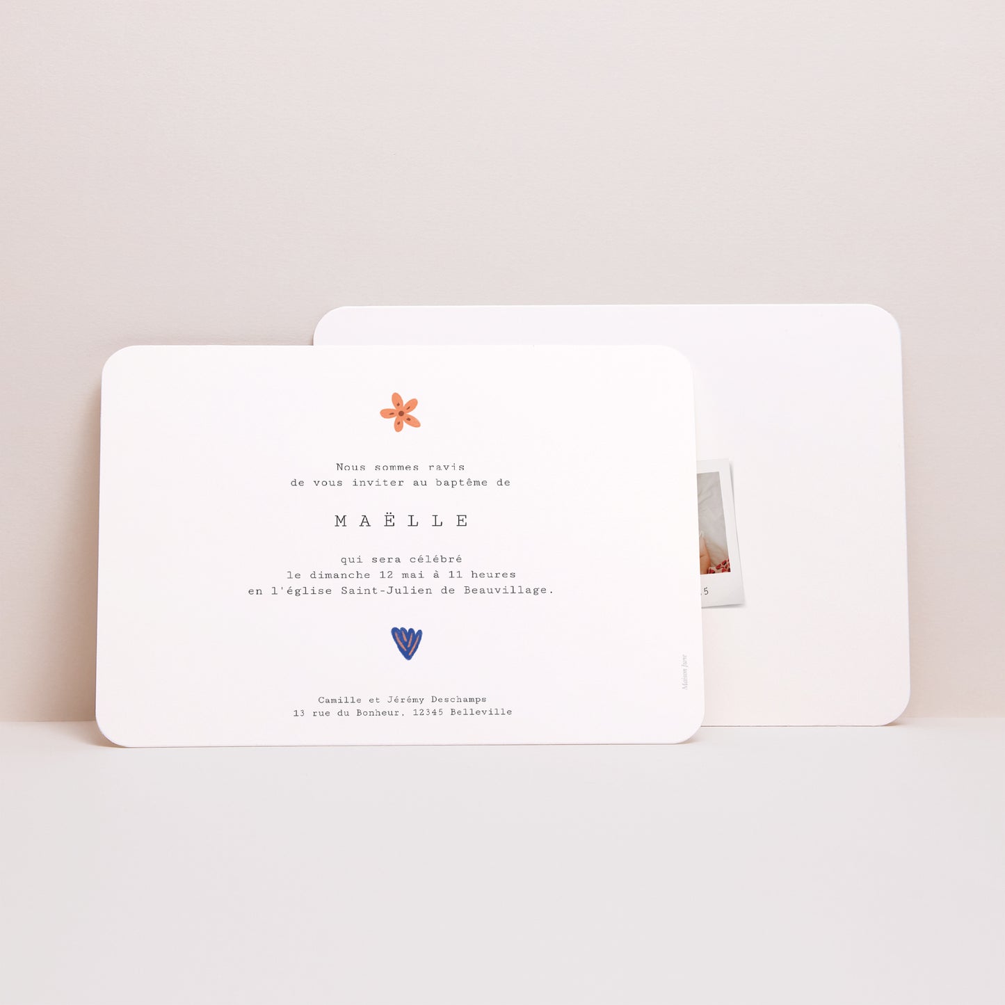 Faire-part Baptême Paysage, bords arrondis Message de la Colombe photo N° 3