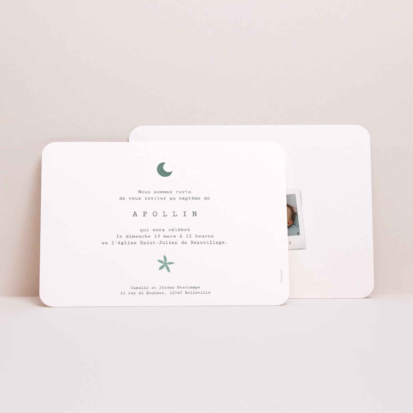 Faire-part Baptême Paysage, bords arrondis L'annonciation photo N° 3