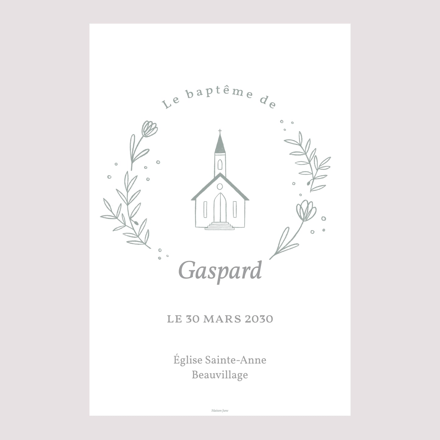 Panneau bienvenue Baptême Portrait 60 x 90 cm Eglise crayonnée photo N° 2